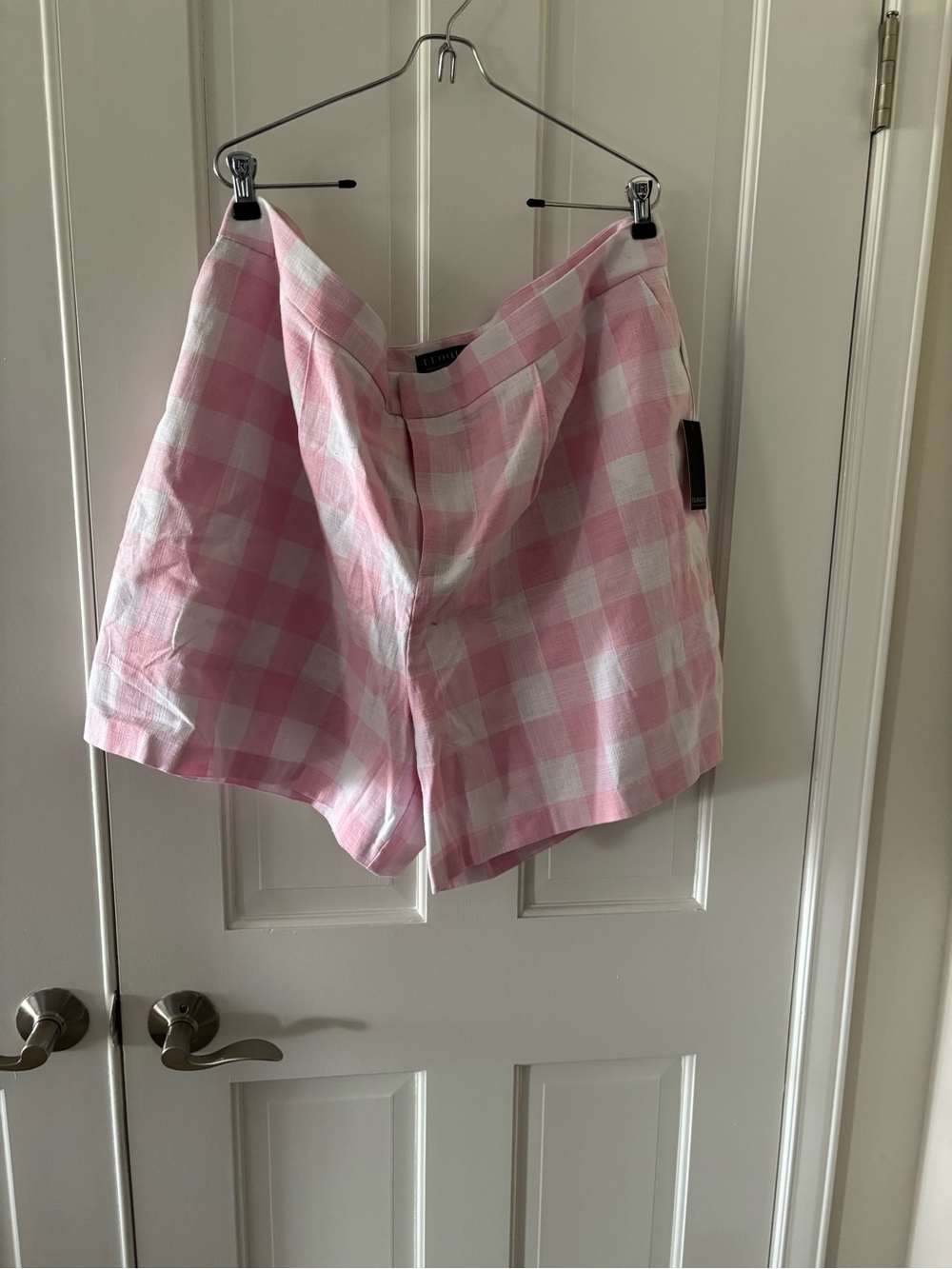 Eloquii Pink and White Gingham Bermuda Shorts